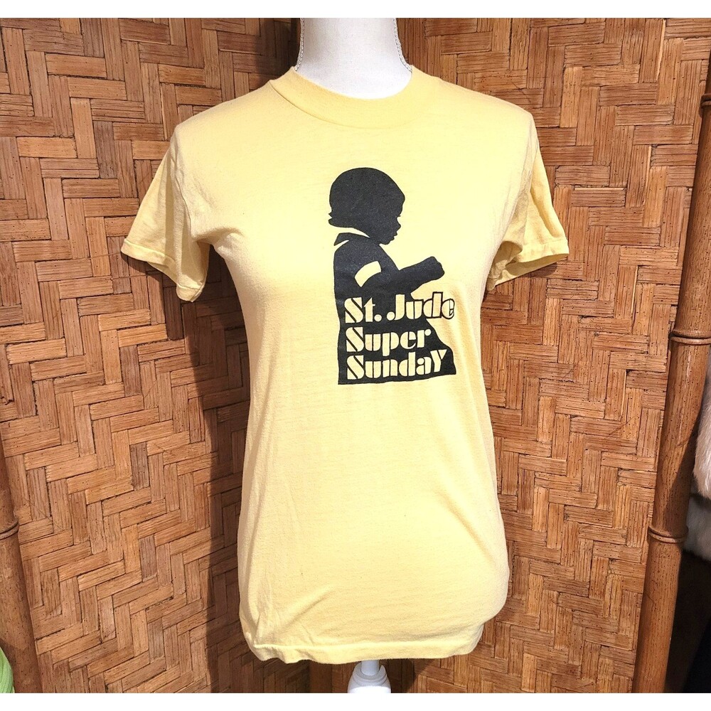 Vintage 70s 80s Thin Baby T-Shirt S-M Devknit Single Stitch Cotton ringer shirt